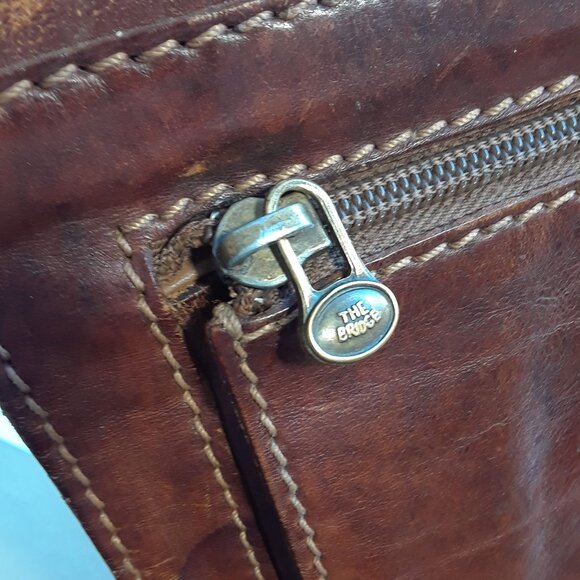 The Bridge Vintage Brown Briefcase Document Bag Real Leather Italy Attaché - Picture 4 of 13